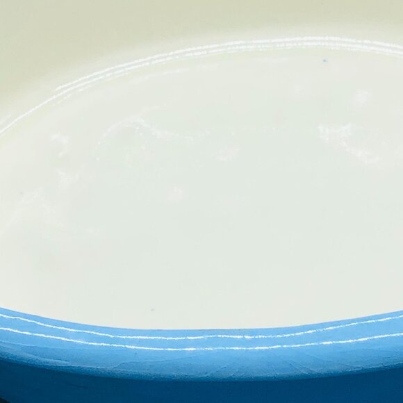 vintage duck dish with lid white light blue white dots 10x9" porcelain READ - Picture 8 of 9